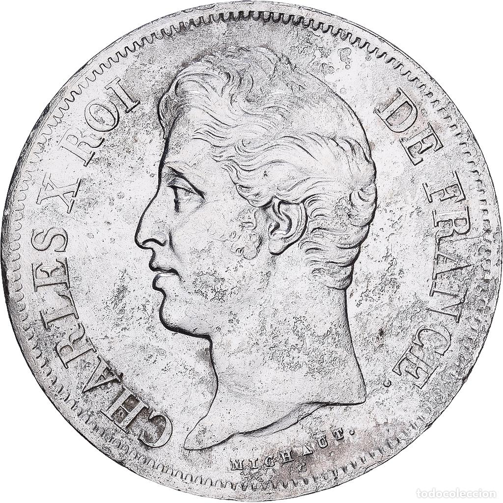Monedas antiguas de Europa: [#1551012] Francia, Charles X, 5 Francs, 1829, Rouen, Plata, BC+, Gadoury:644, KM:728.2