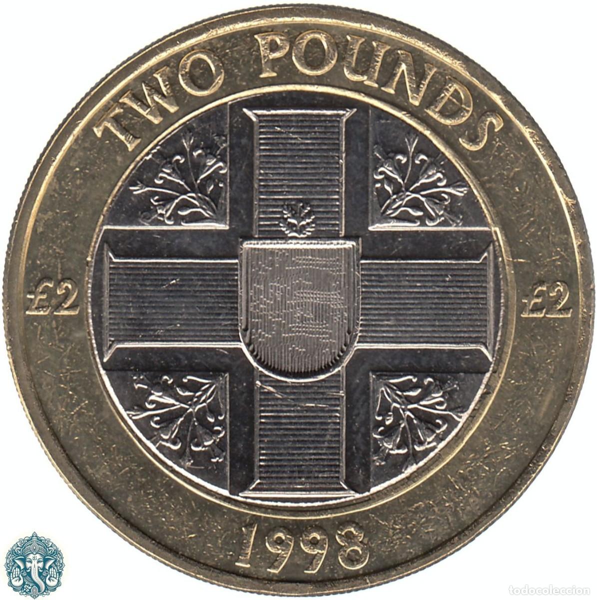 Monedas antiguas de Europa: GUERNSEY 2 Libras 1998 Isabel II KM#83 bimet&aacute;lica