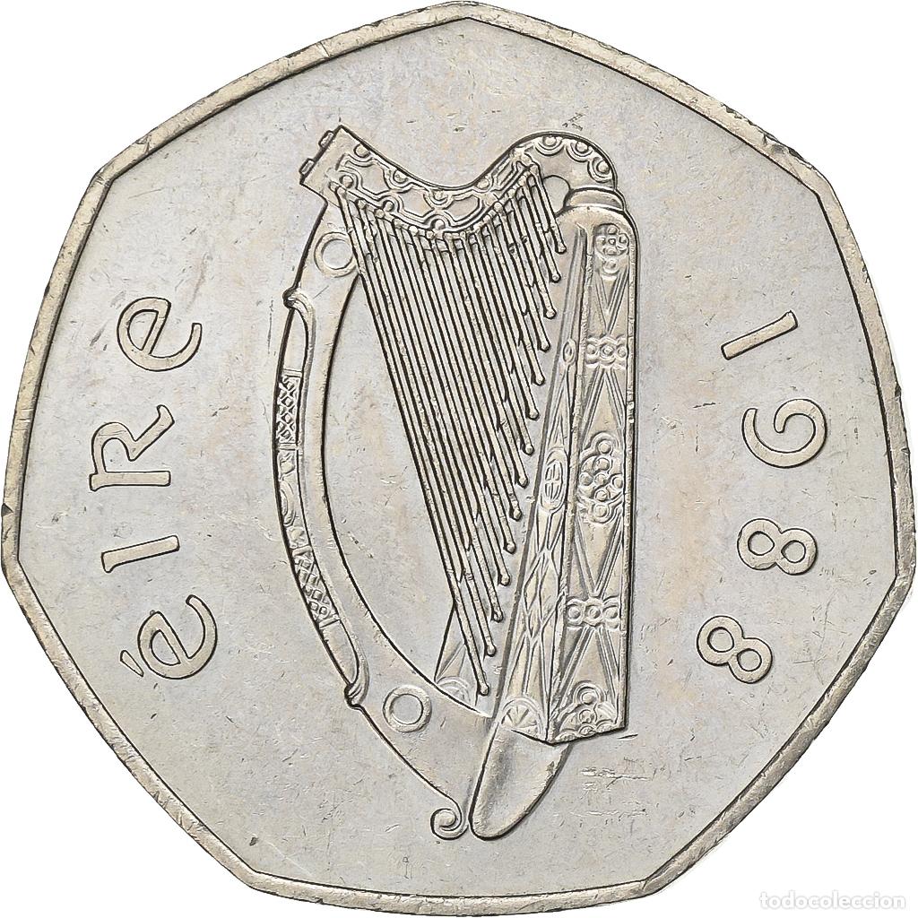 Monedas antiguas de Europa: [#199493] REP&Uacute;BLICA DE IRLANDA, 50 Pence, 1988, Cobre - n&iacute;quel, EBC, KM:26