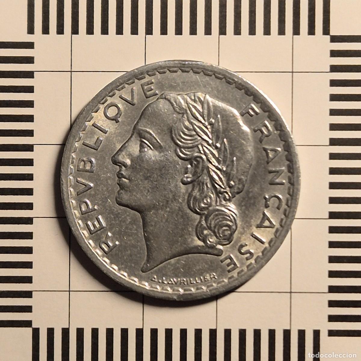 Monedas antiguas de Europa: 5 FRANCOS, FRANCIA. 1945. (KM#888b.1).