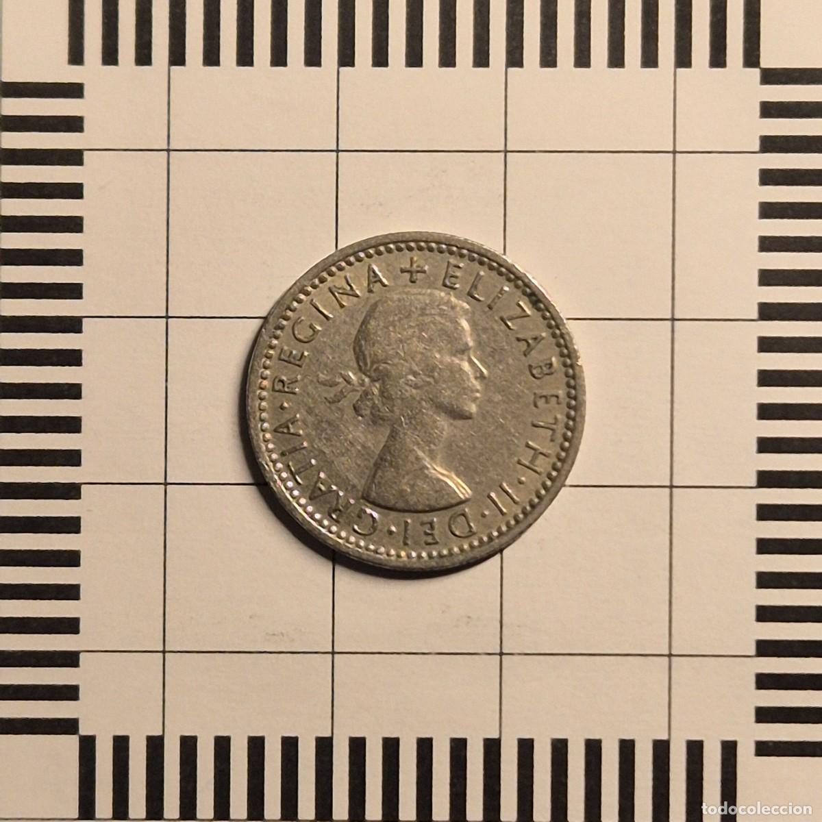 Monedas antiguas de Europa: 6 PENIQUES, GRAN BRETA&Ntilde;A. ISABEL II, 1957. (KM#903).