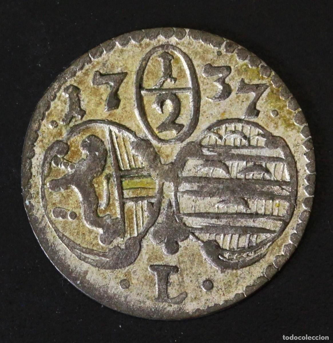 Monedas antiguas de Europa: MEDIO KREUZER 1737 SALZBURGO