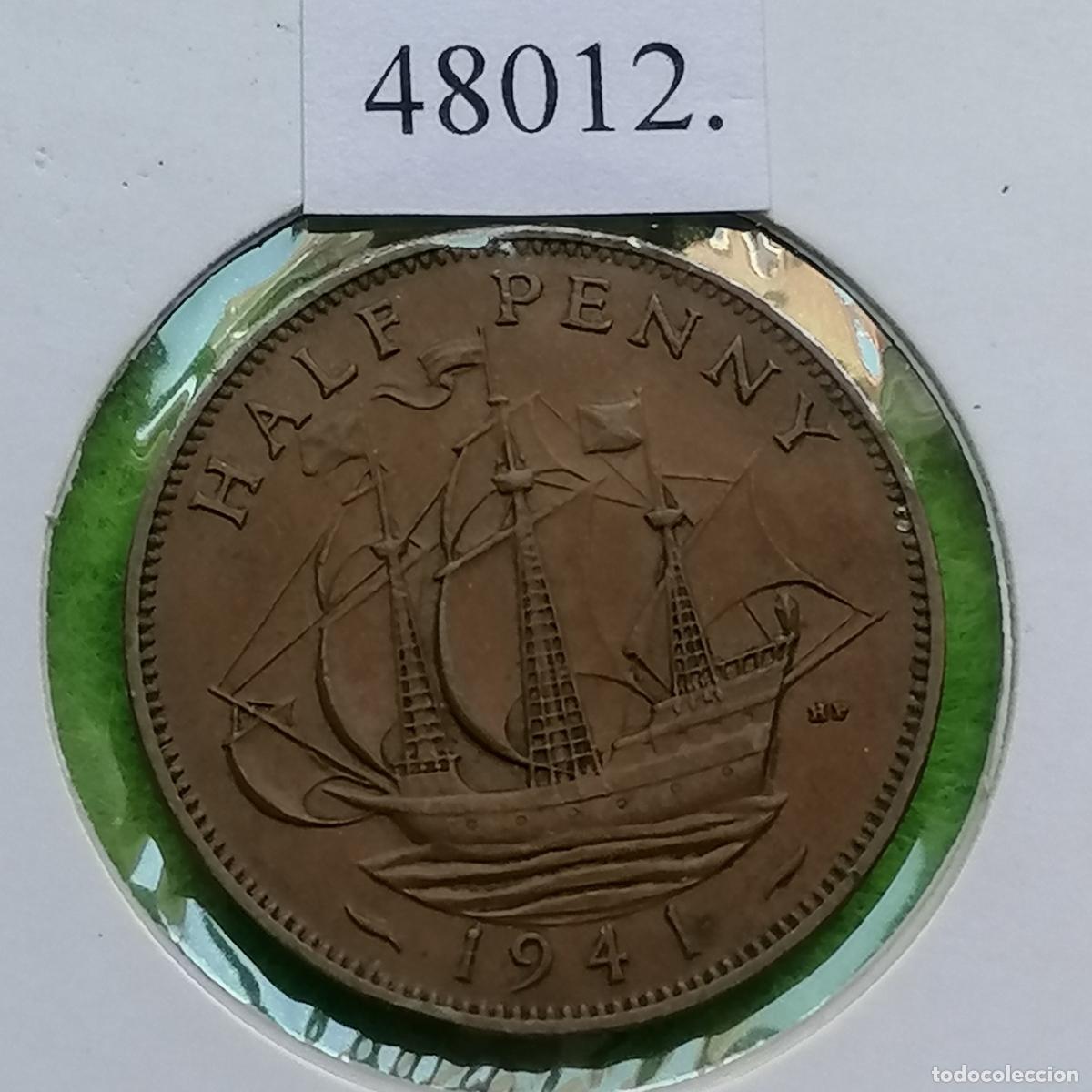 Monedas antiguas de Europa: UK, 1/2 penique 1941, Gran Breta&ntilde;a, Inglaterra