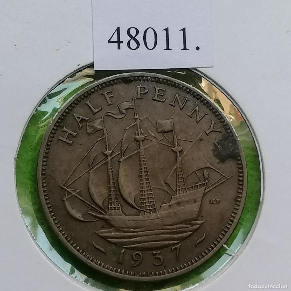 Monedas antiguas de Europa: UK, 1/2 penique 1937, Gran Breta&ntilde;a, Inglaterra