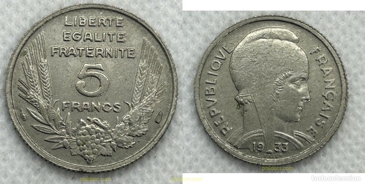 Monedas antiguas de Europa: 3781 FRANCIA 1933 FRANCIA 5 FRANCOS 1933
