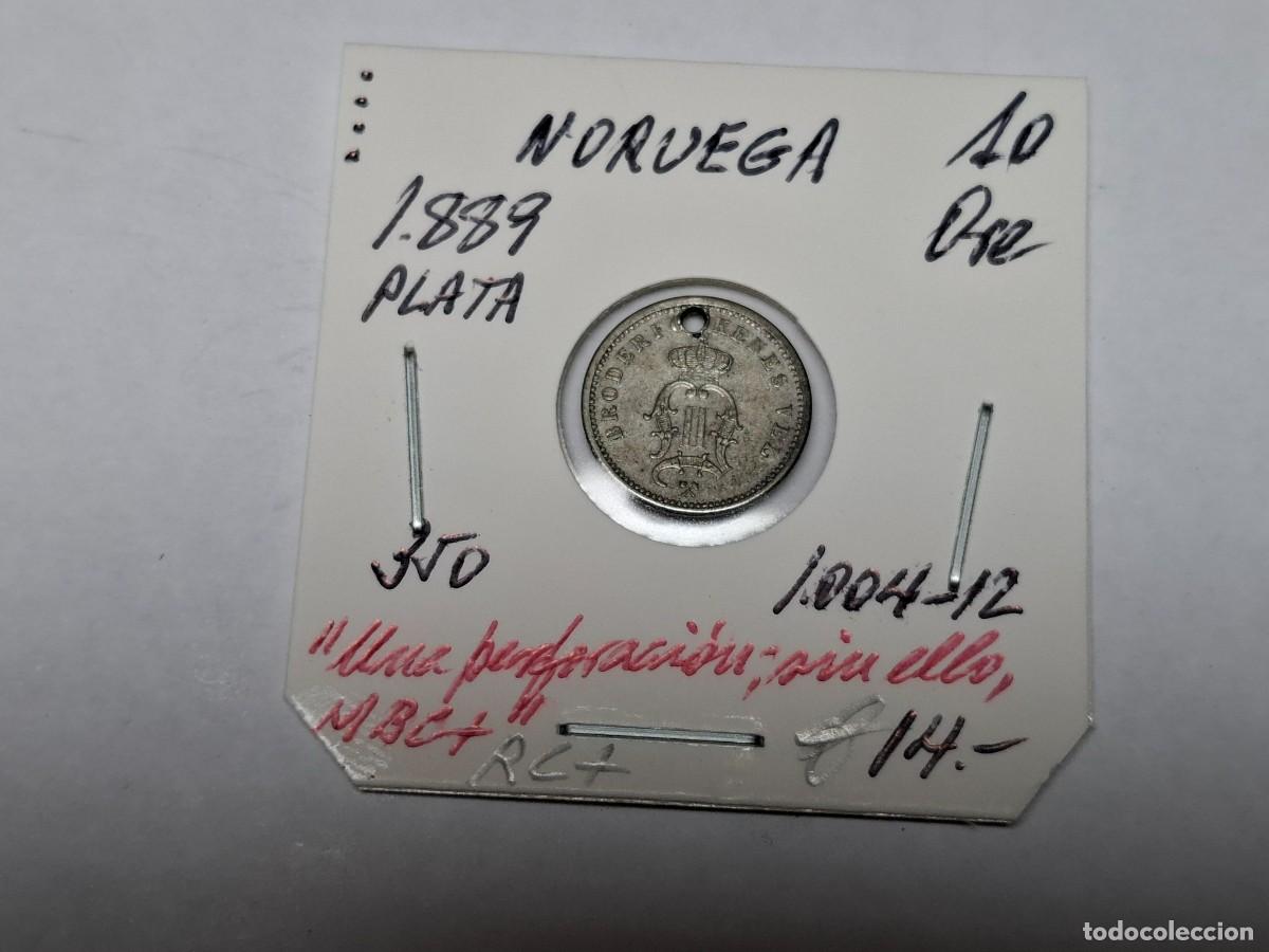 Monedas antiguas de Europa: 10 ORE de PLATA de 1889 KM 350 NORUEGA en RC+