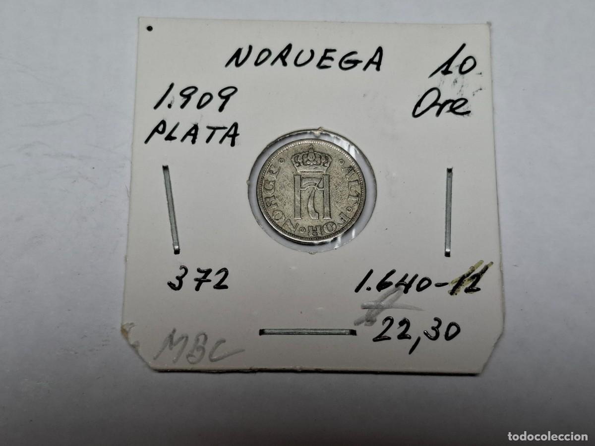Monedas antiguas de Europa: 10 ORE de PLATA de 1909 KM 372 NORUEGA en MBC