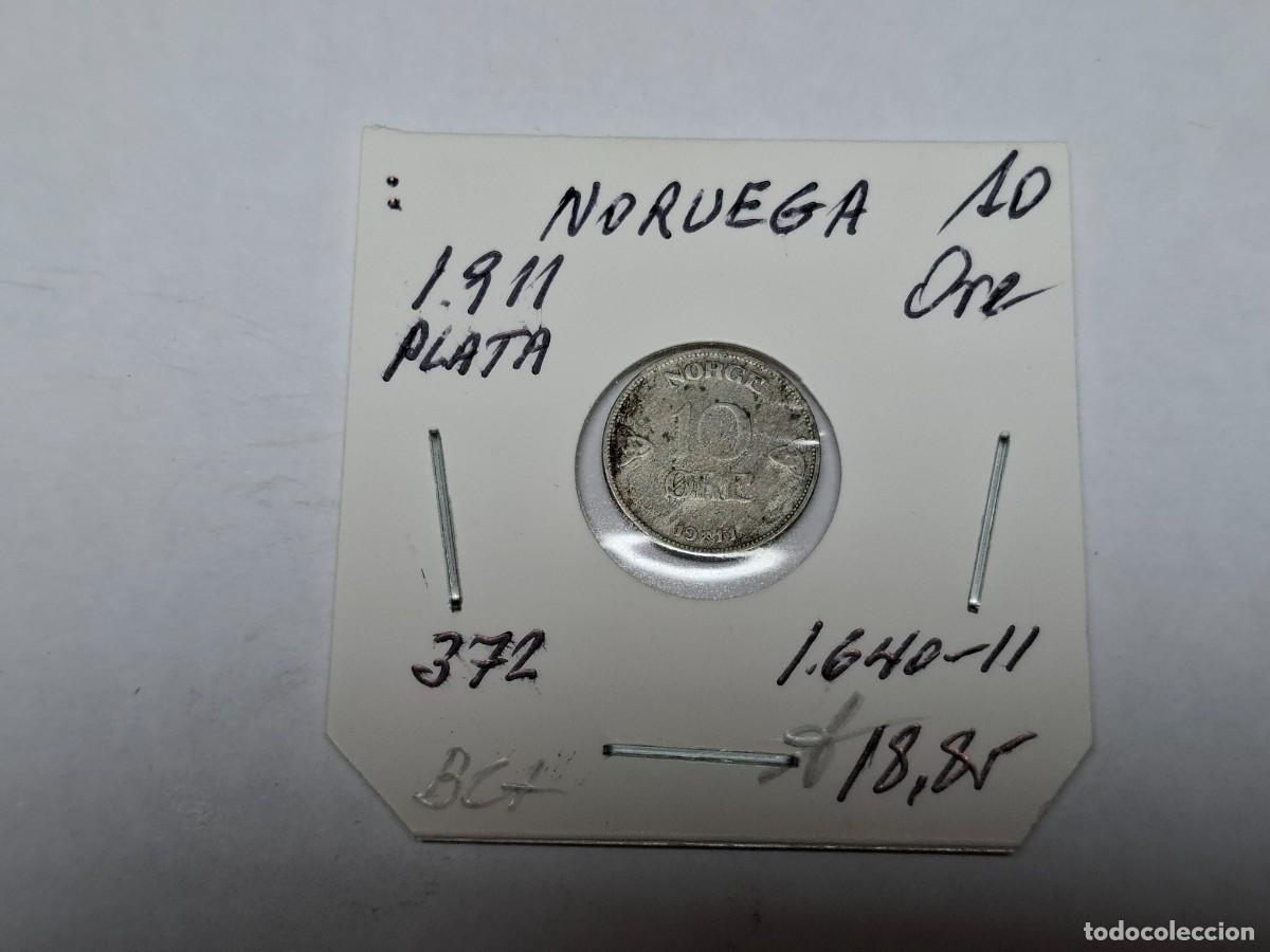 Monedas antiguas de Europa: 10 ORE de PLATA de 1911 KM 372 NORUEGA en BC+