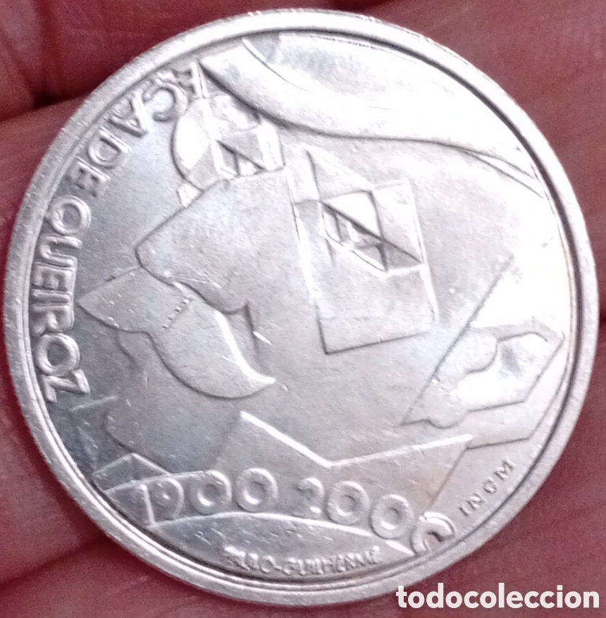 Monedas antiguas de Europa: Plata Portugal moneda de 500 escudos plata Eca de Queiroz centenario da morte