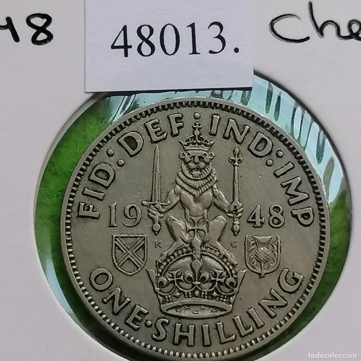 Monedas antiguas de Europa: UK, 1 chel&iacute;n 1948, Gran Breta&ntilde;a, Inglaterra