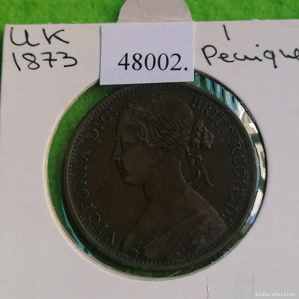Monedas antiguas de Europa: UK, 1 penique 1873, Gran Breta&ntilde;a, Inglaterra