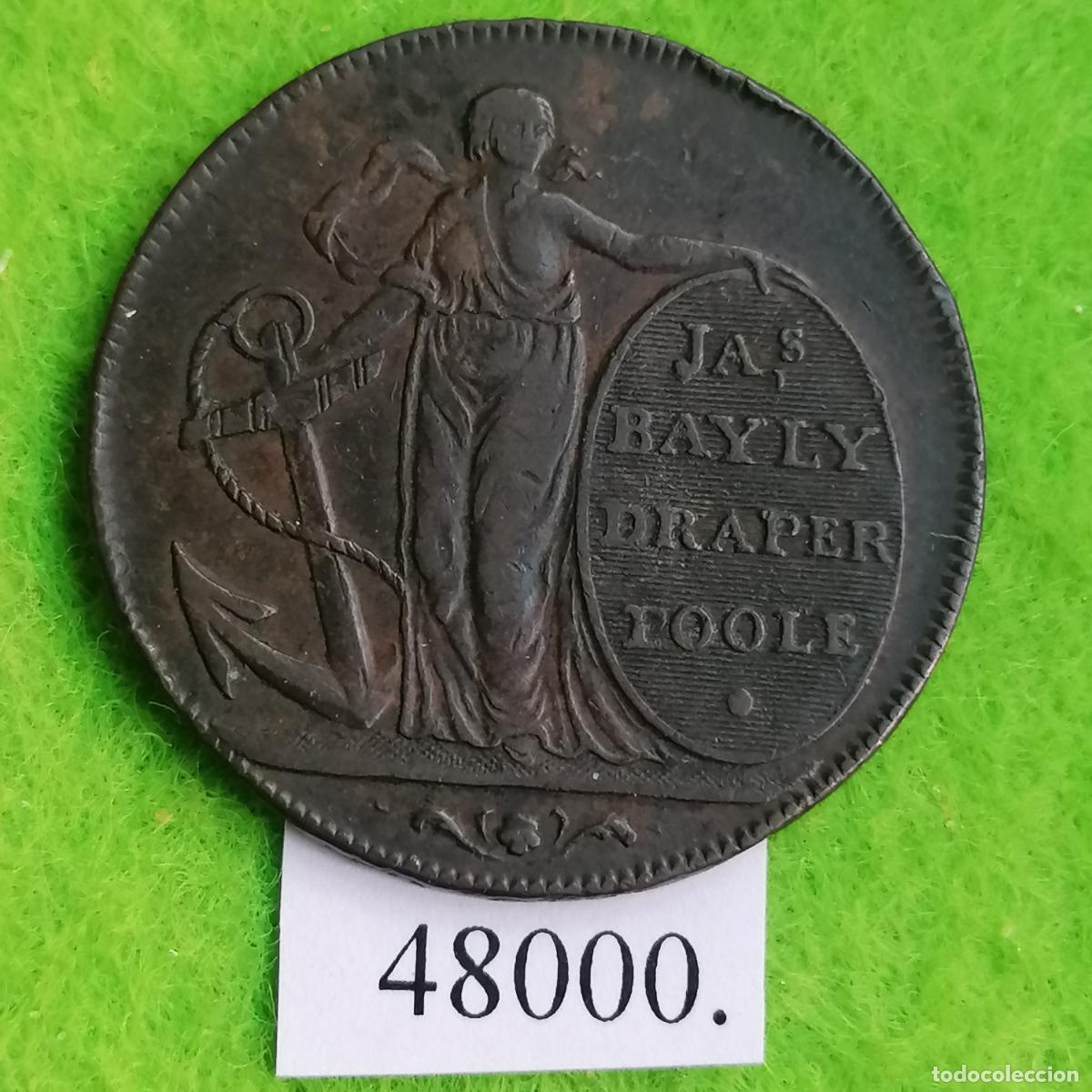 Monedas antiguas de Europa: UK, 1 penique 1795, Poole, Gran Breta&ntilde;a, Inglaterra, ficha, token, jeton
