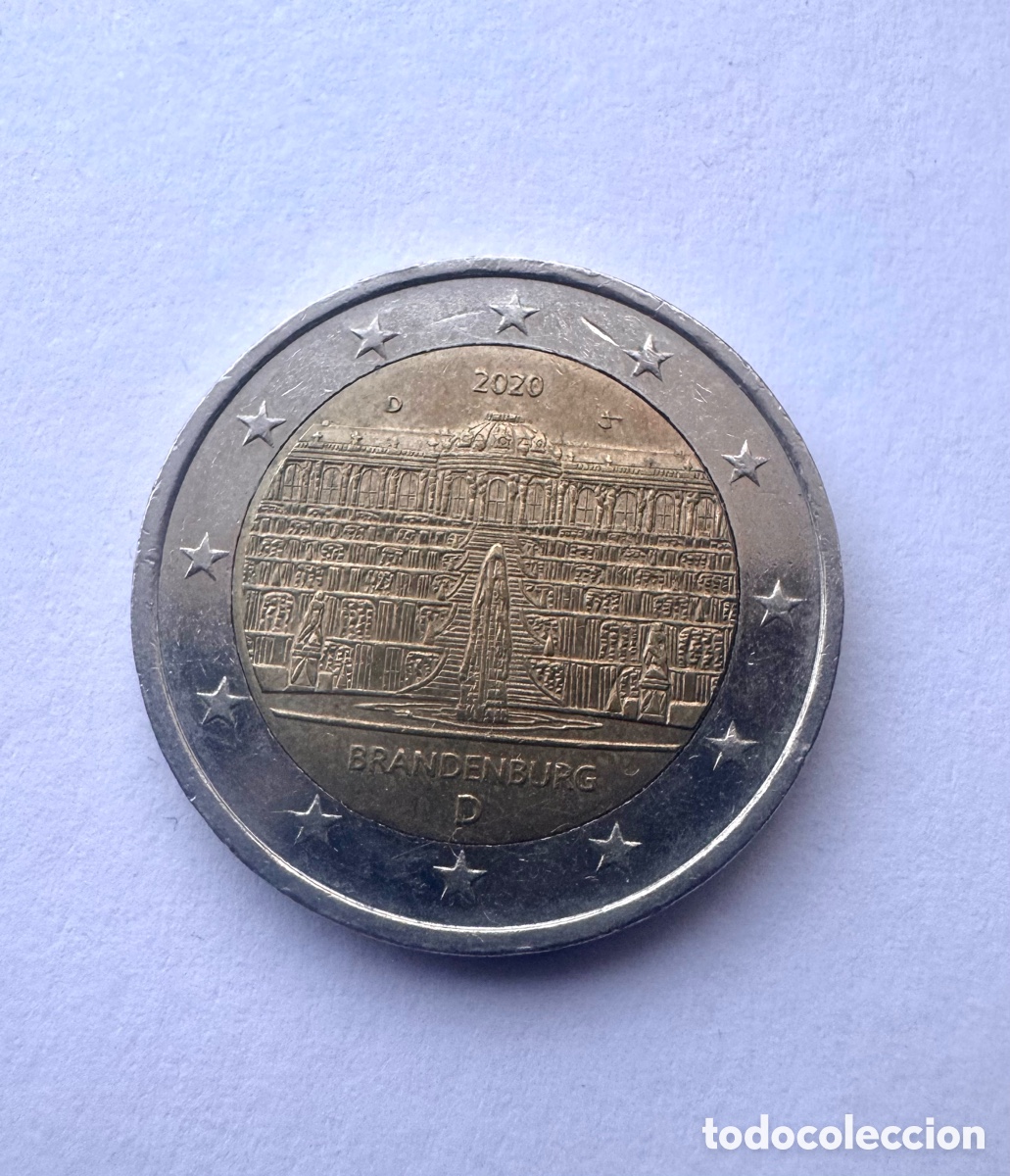 Monedas antiguas de Europa: Moneda de 2 euros conmemorativa de Brandeburgo, Alemania, del a&ntilde;o 2020.