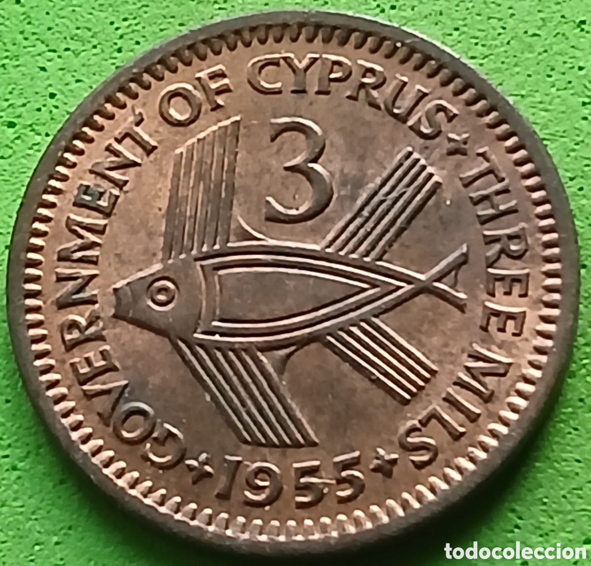 Monedas antiguas de Europa: Chipre 3 mils 1955 km#33