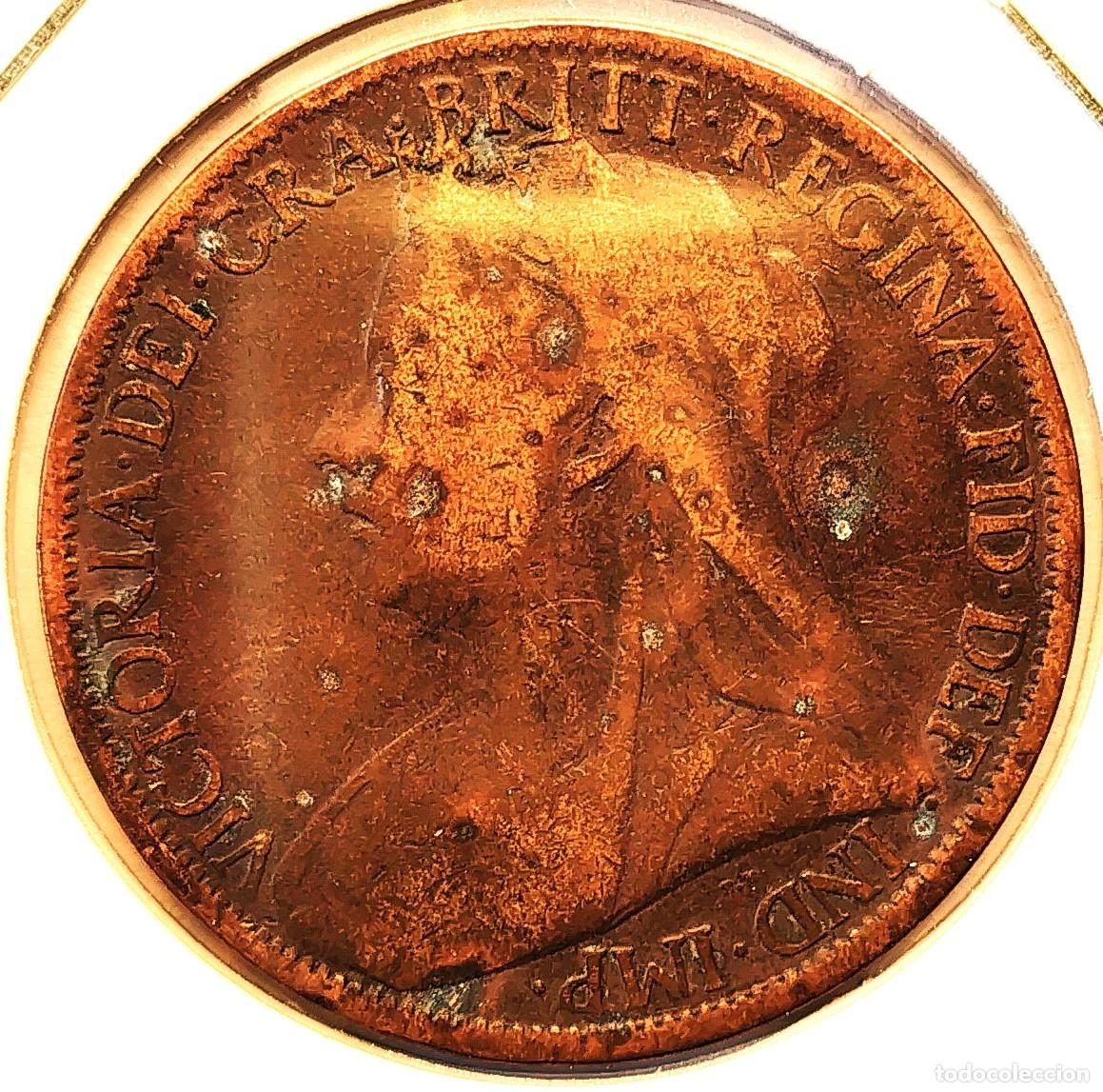 Monedas antiguas de Europa: REINO UNIDO (1838-1901) - 1 PENIQUE 1900 - REINA VICTORIA - C - 9,45 GR. BRONZE - DIAMETRO 30,80 mm