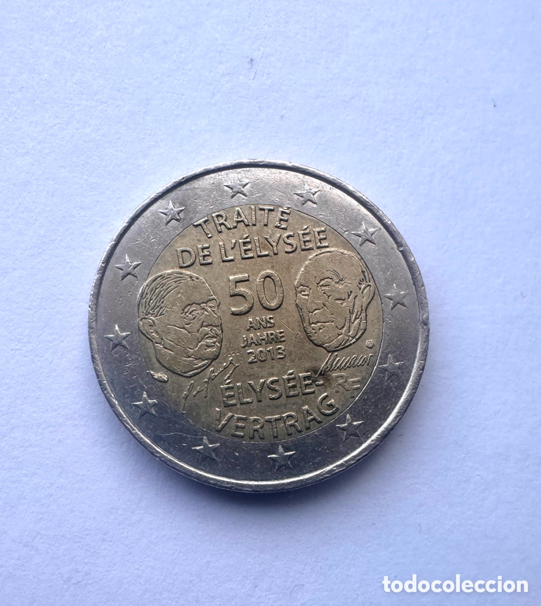 Monedas antiguas de Europa: Moneda 2 euros Tratado de El&iacute;seo 50 A&ntilde;os Francia