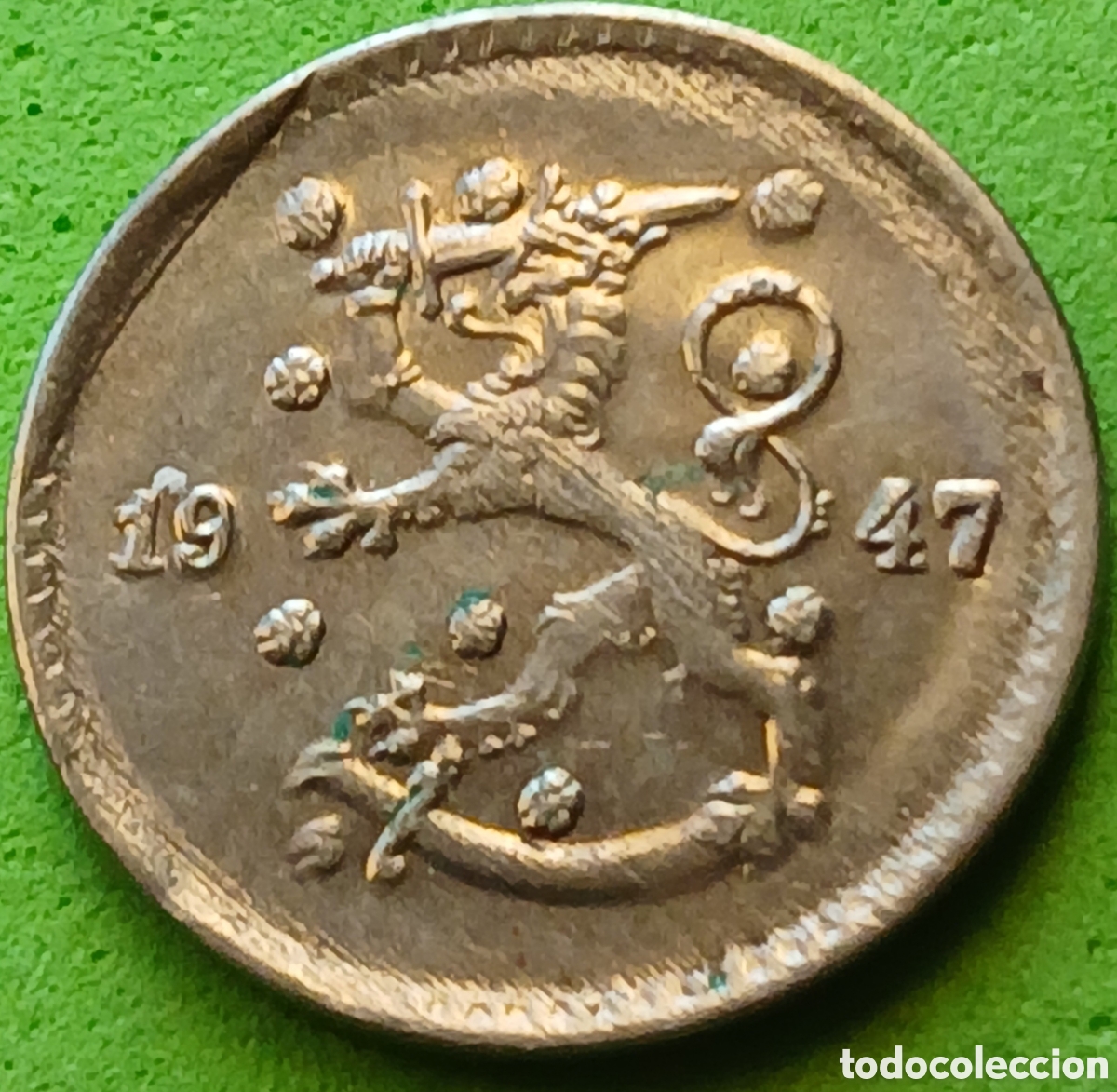 Monedas antiguas de Europa: Finlandia 50 pennia 1947 km#26b poco com&uacute;n!!