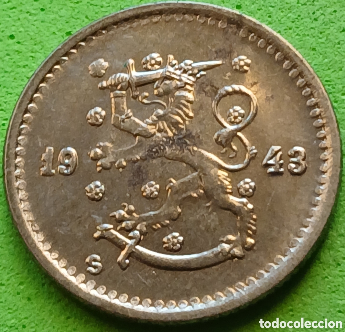 Monedas antiguas de Europa: Finlandia 50 pennia 1943 km#26b poco com&uacute;n!