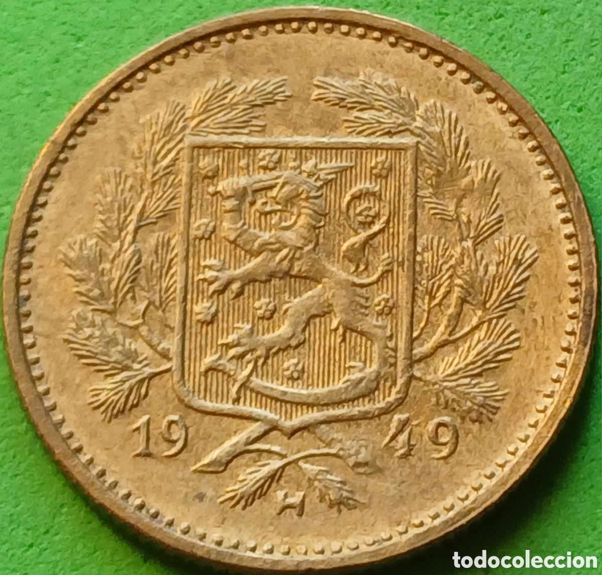 Monedas antiguas de Europa: Finlandia 5 marcos 1949 km#31a marca de ceca &rdquo;H&rdquo; m&aacute;s ancha
