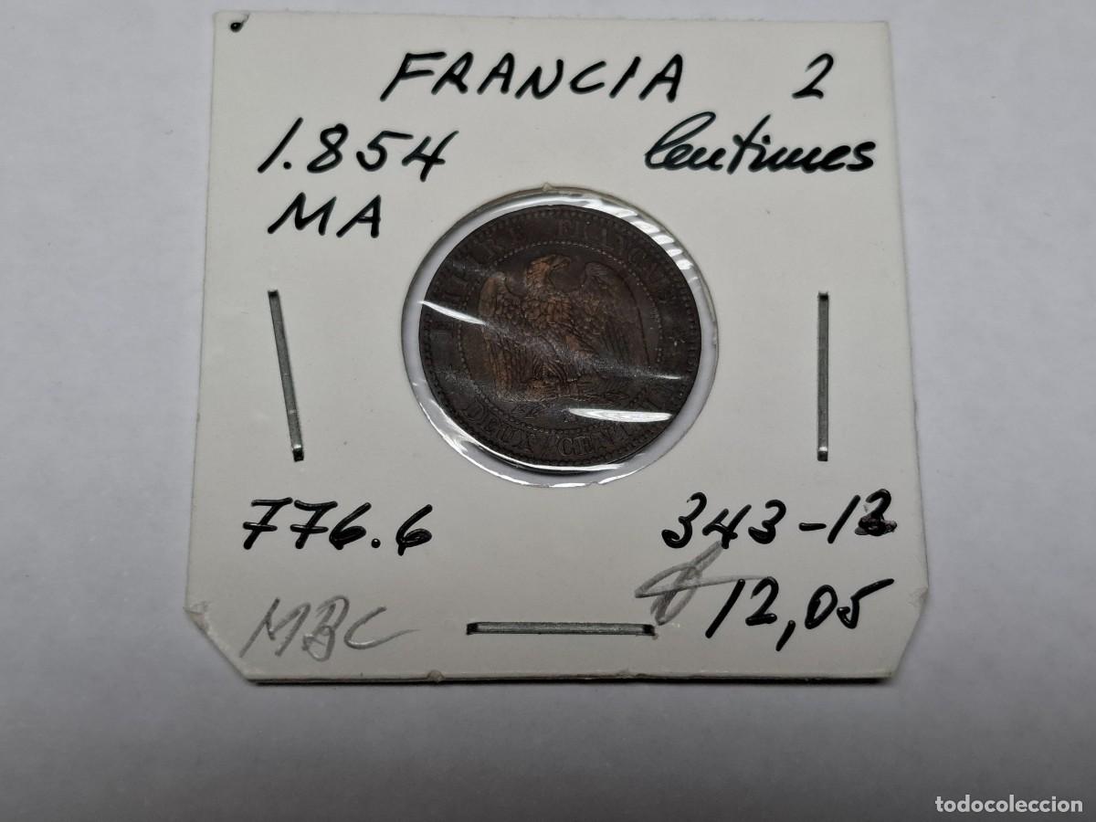 Monedas antiguas de Europa: 2 CENTIMES de 1854 MA KM 776.6 FRANCIA en MBC