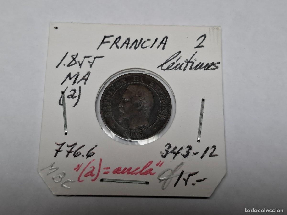 Monedas antiguas de Europa: 2 CENTIMES de 1855 MA KM 776.6 FRANCIA en MBC