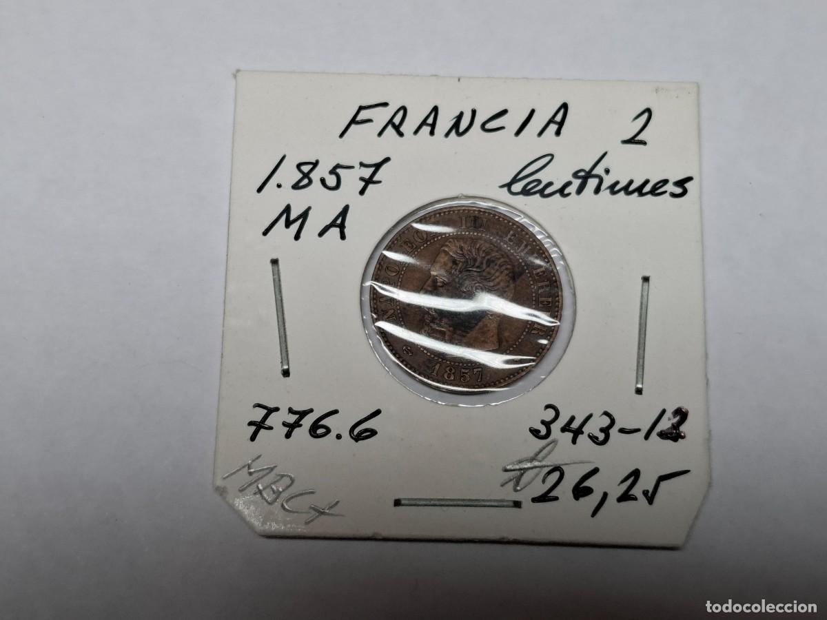 Monedas antiguas de Europa: 2 CENTIMES de 1857 M A KM 776.6 FRANCIA en MBC+