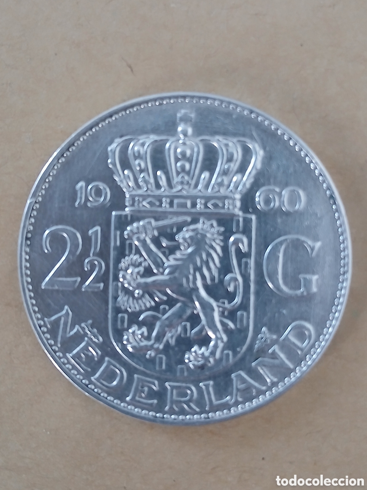 Monedas antiguas de Europa: Plata 15 g.1/2 GULDEN 1960.holanda