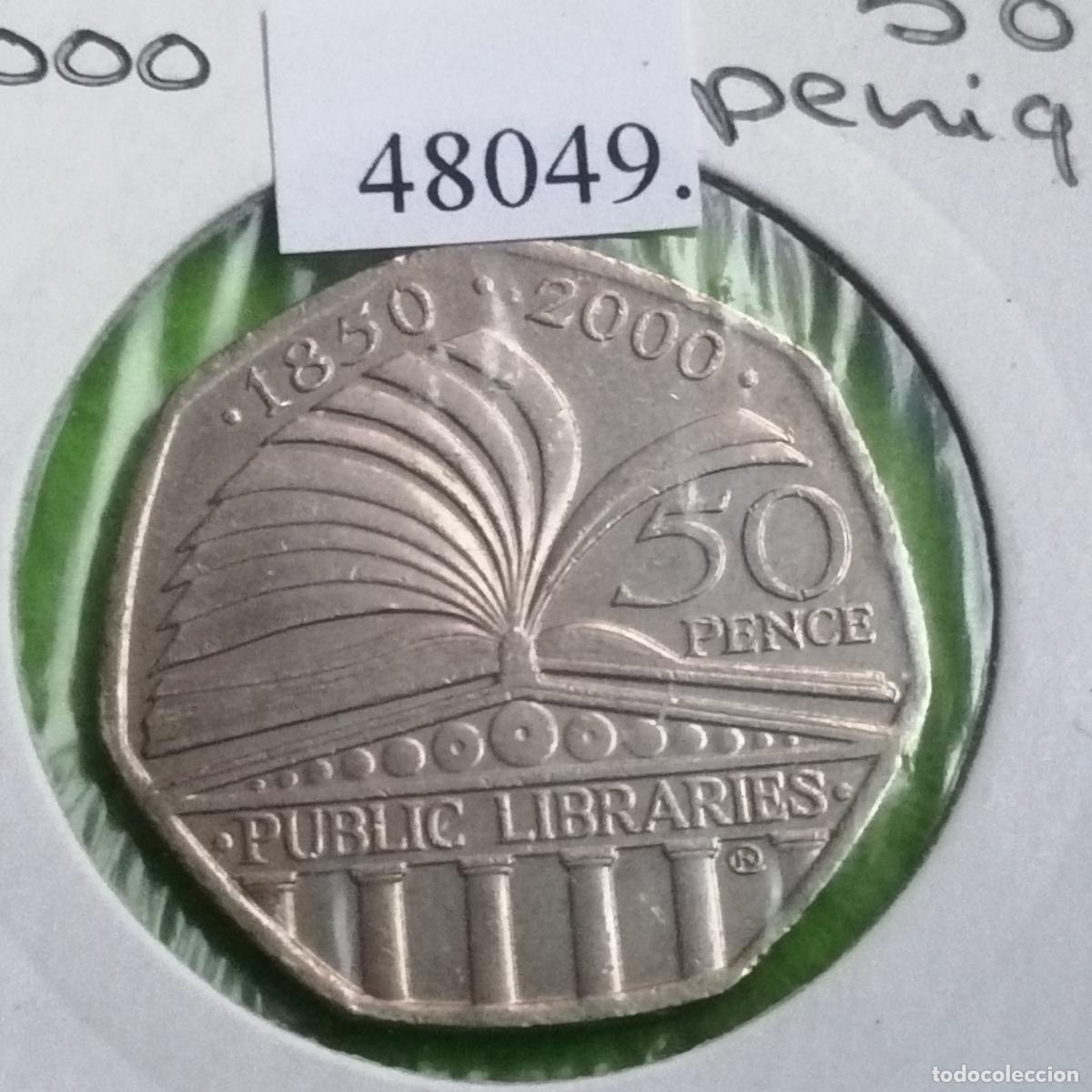 Monedas antiguas de Europa: UK, 50 peniques 2000, Ley de Bibliotecas P&uacute;blicas, Gran Breta&ntilde;a, Inglaterra