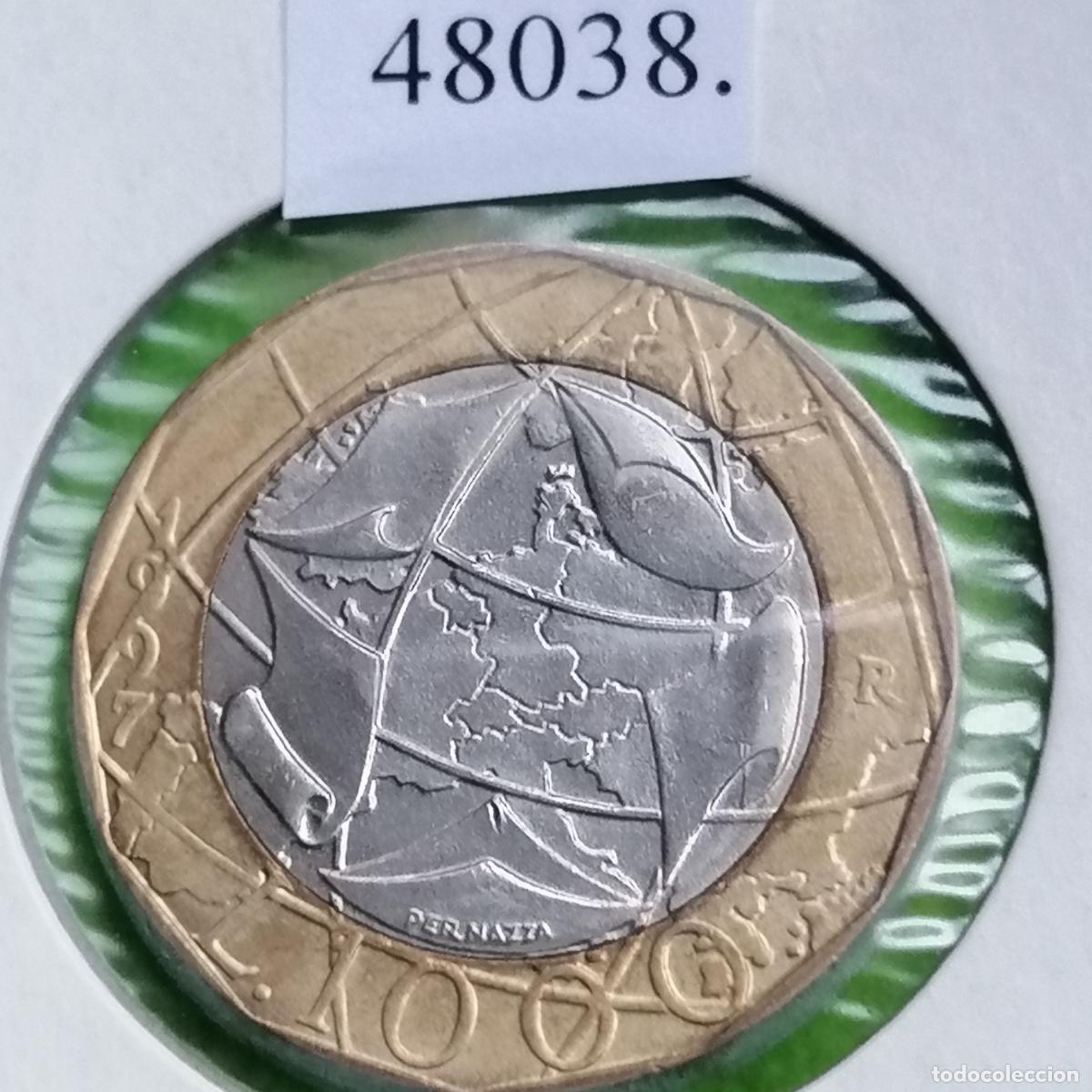 Monedas antiguas de Europa: Italia, 1000 liras, 1997, bimet&aacute;lica , Variante 2 Alemanias con mapa RDA