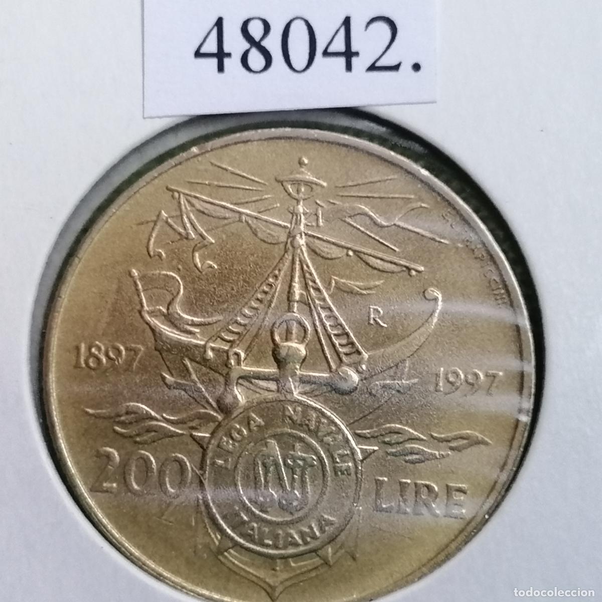 Monedas antiguas de Europa: Italia, 200 liras, 1997, centenario de la Liga Naval Italiana..