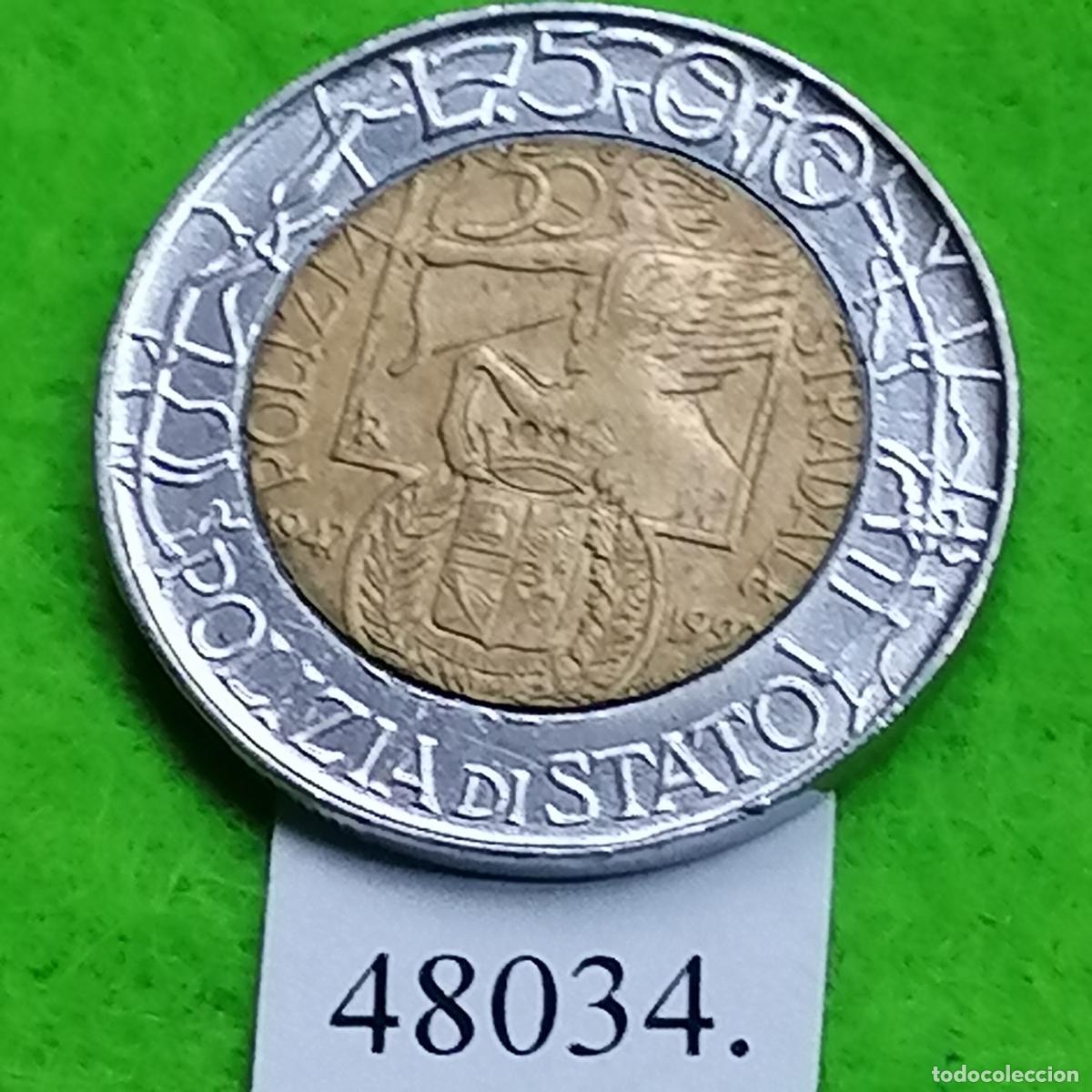 Monedas antiguas de Europa: Italia, 500 liras, 1997, bimet&aacute;lica , 50 aniversario de la Polizia Stradale