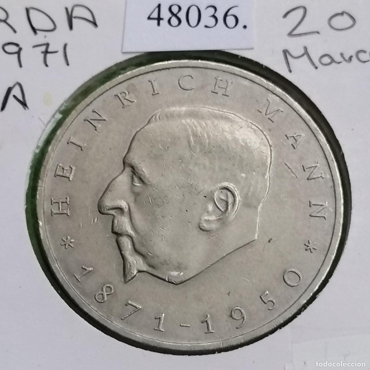 Monedas antiguas de Europa: Alemania comunista, 20 marcos 1971 A, Heinrich Man, RDA, DDR