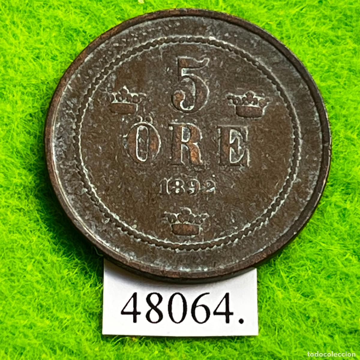 Monedas antiguas de Europa: Suecia 5 ore 1892, c&eacute;ntimos