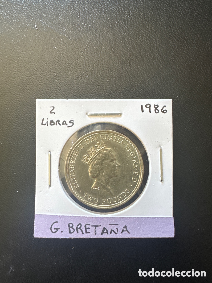 Monedas antiguas de Europa: Moneda de Inglaterra de 2 libras a&ntilde;o 1986