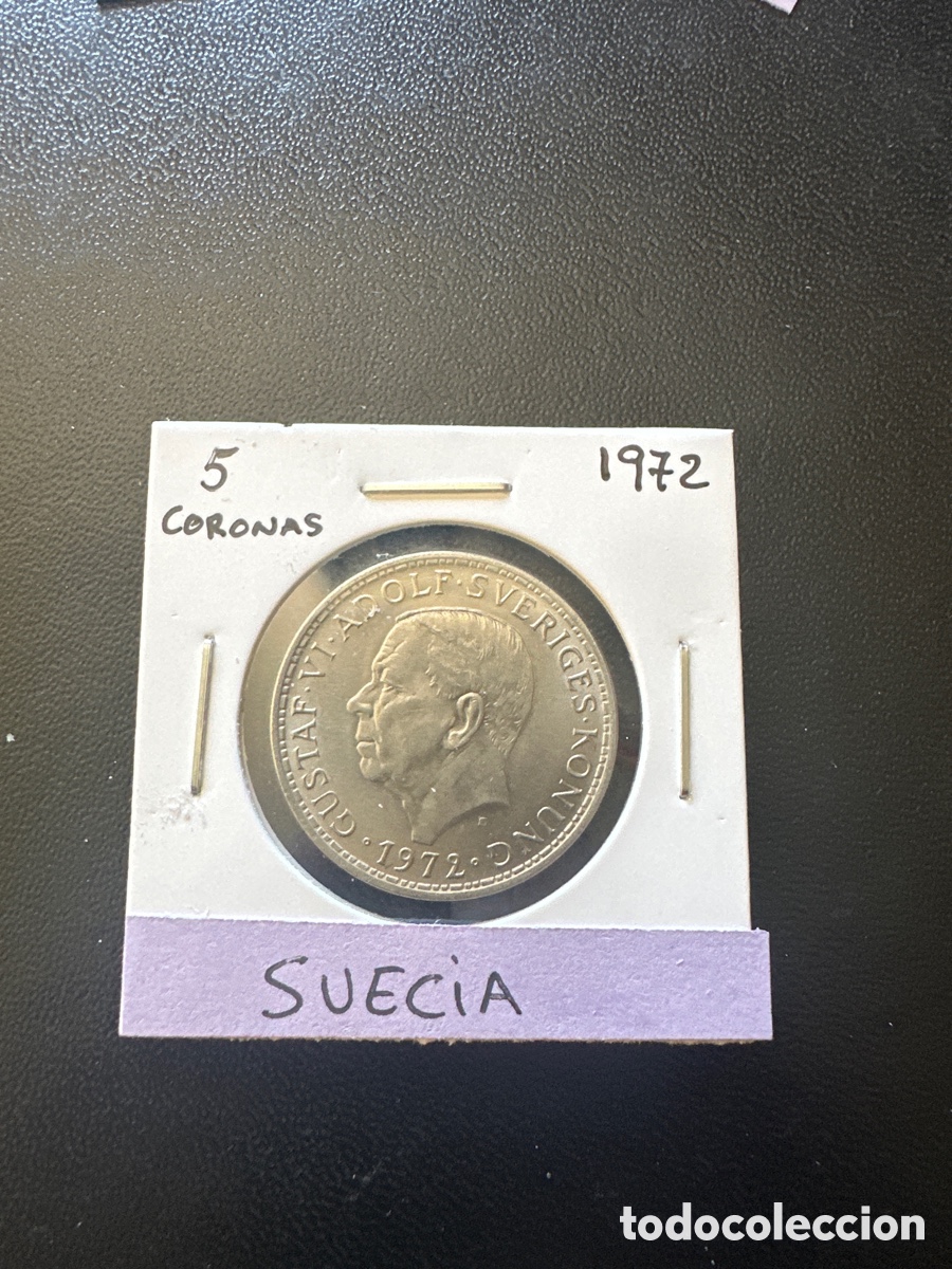 Monedas antiguas de Europa: Moneda de Suecia de 5 coronas a&ntilde;o 1972