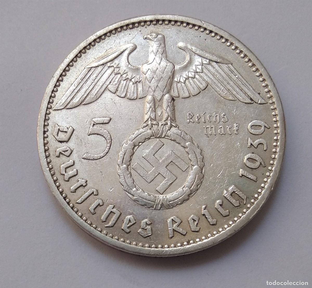 Monedas antiguas de Europa: MONEDA PLATA 5 REICHSMARK 1939 E NAZI