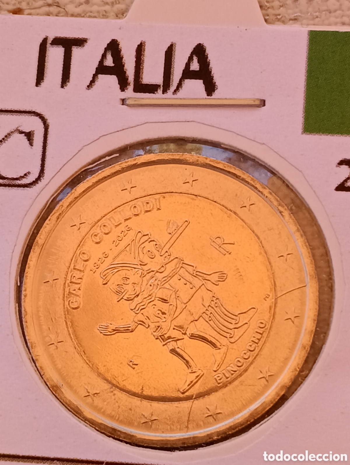 Moedas antigas da Europa: Moneda 2&euro; conmemorativas de pinocho Italia