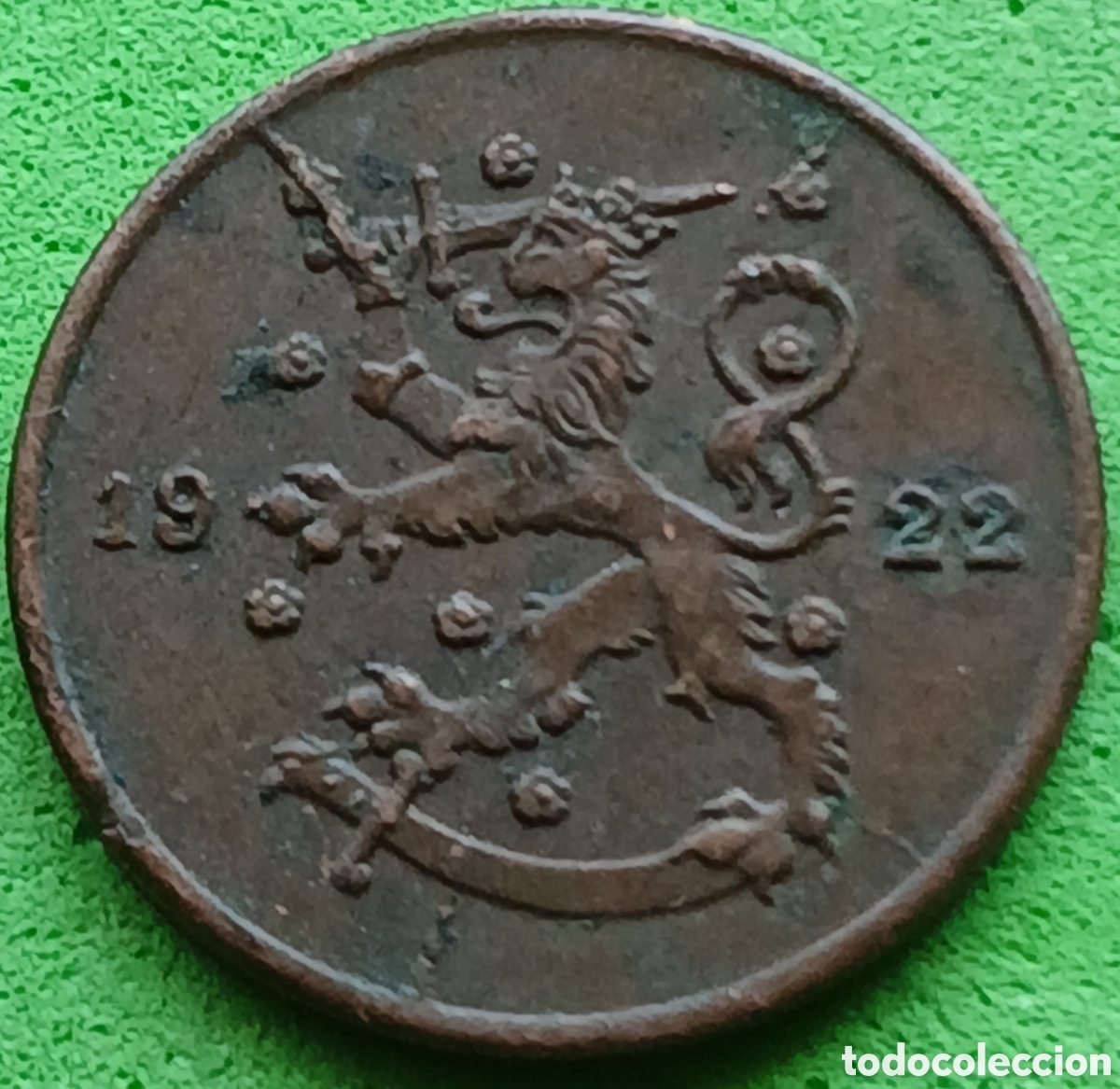 Monedas antiguas de Europa: Finlandia 1 penni 1922 km#23 poco com&uacute;n/ exceso de metal en el reverso