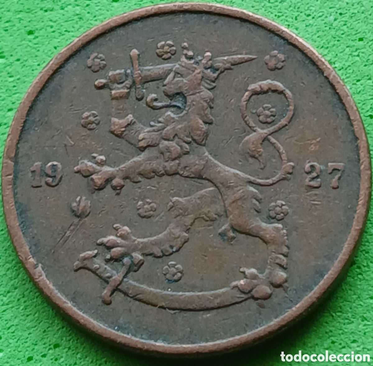 Monedas antiguas de Europa: Finlandia 5 pennia 1927 km#22 poco com&uacute;n