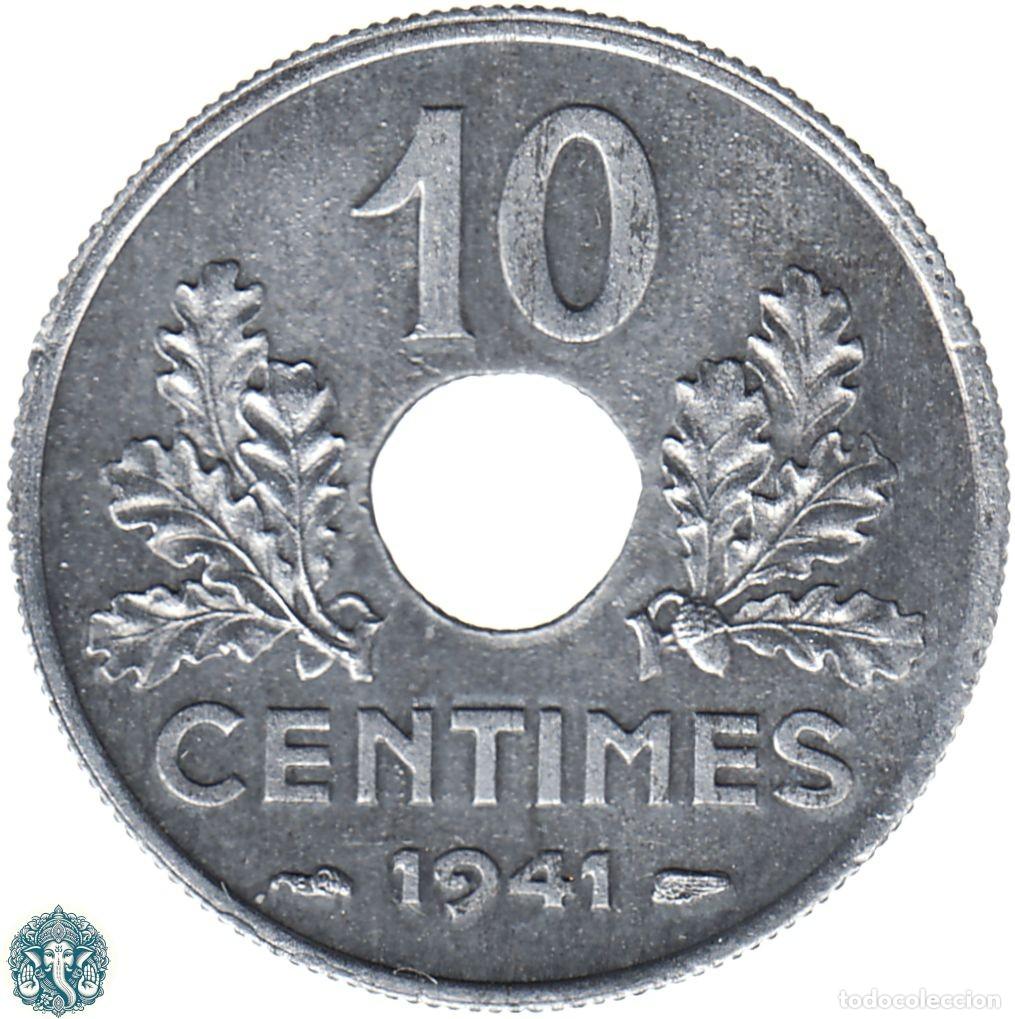 Monedas antiguas de Europa: FRANCIA 10 C&eacute;ntimos 1941 Gobierno de Vichy KM#898 Zinc