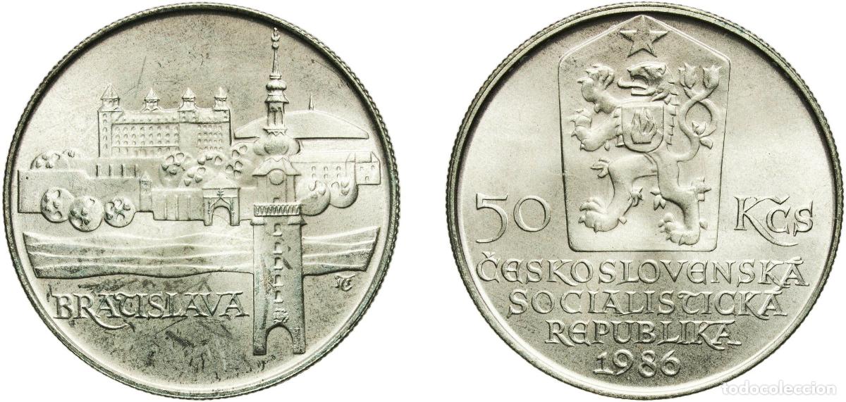 Monedas antiguas de Europa: Czechoslovakia Socialist Republic 1986 50 Korun (Bratislava) Silver (.500) (68500) 7.24g UNC KM 12