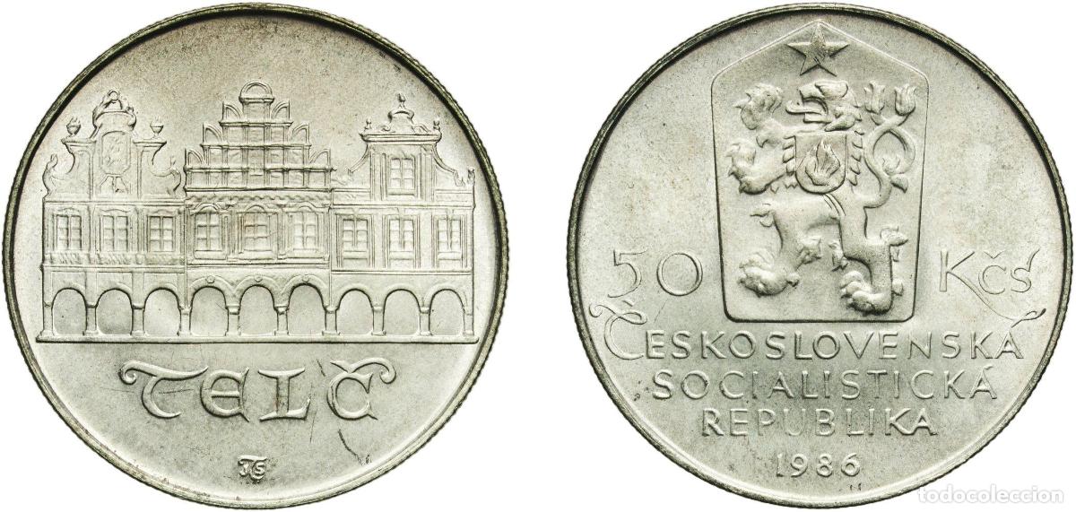 Monedas antiguas de Europa: Czechoslovakia Socialist Republic 1986 50 Korun (Telč) Silver (.500) (68500) 6.9g UNC KM 124