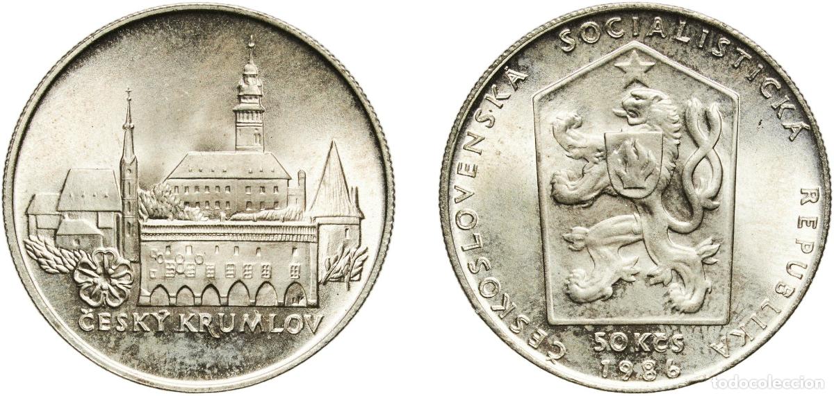 Monedas antiguas de Europa: Czechoslovakia Socialist Republic 1986 50 Korun (Česk&yacute; Krumlov) Silver (.500) (68500) 6.95g UNC KM