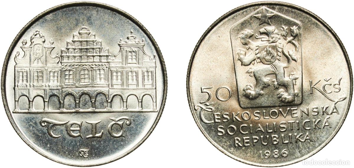 Monedas antiguas de Europa: Czechoslovakia Socialist Republic 1986 50 Korun (Telč) Silver (.500) (68500) 6.91g UNC KM 124