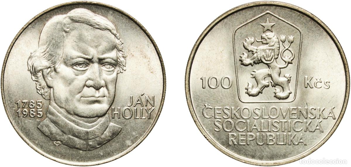 Monedas antiguas de Europa: Czechoslovakia Socialist Republic 1985 100 Korun (J&aacute;n Holl&yacute;) Silver (.500) (62000) 9g UNC KM 116
