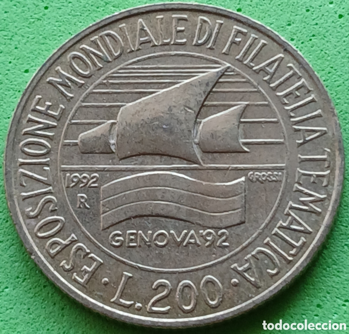 Monedas antiguas de Europa: Italia 200 liras 1992 km#151 Exposici&oacute;n filat&eacute;lica de G&eacute;nova