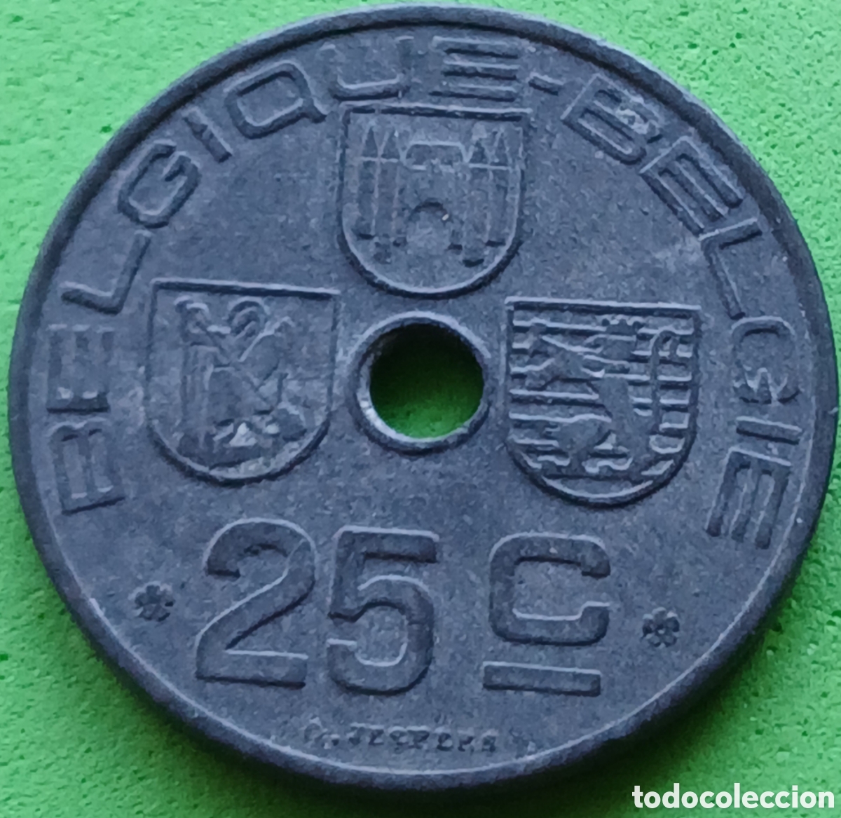 Monedas antiguas de Europa: B&eacute;lgica 25 c&eacute;ntimos 1942 km#131 Belgique-Belgie