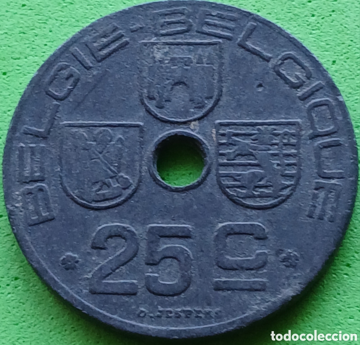 Monedas antiguas de Europa: B&eacute;lgica 25 c&eacute;ntimos 1944 km#132 Belgie-Belgique