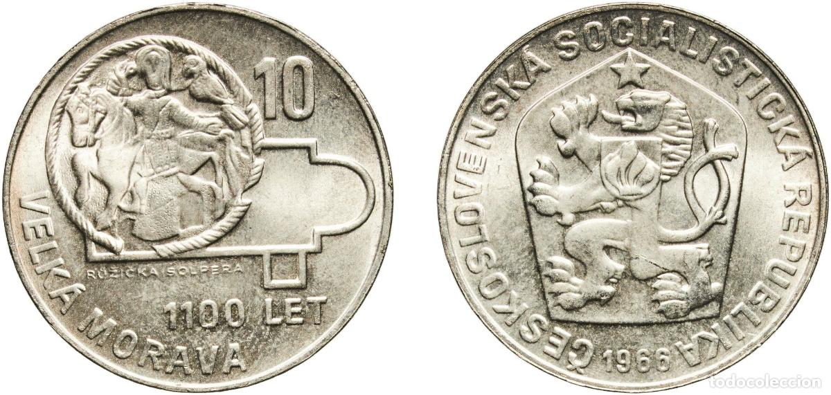 Monedas antiguas de Europa: Czechoslovakia Socialist Republic 1966 10 Korun (Great Moravia) Silver (.500) (115000) 12g UNC KM