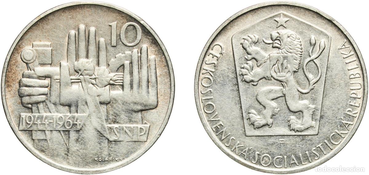 Monedas antiguas de Europa: Czechoslovakia Socialist Republic 1964 10 Korun (Slovak Uprising) Silver (.500) (120000) 11.83g AU